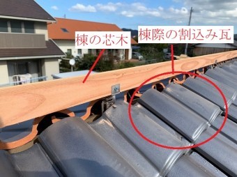 棟瓦の棟芯木