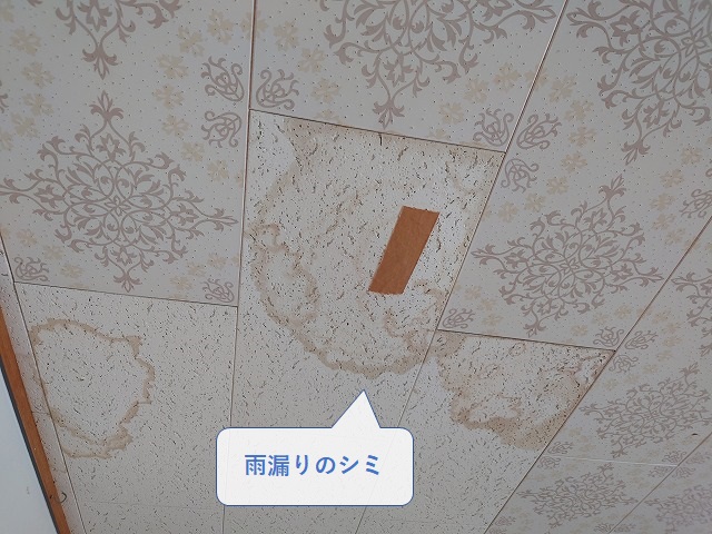 天井の雨漏りのシミ