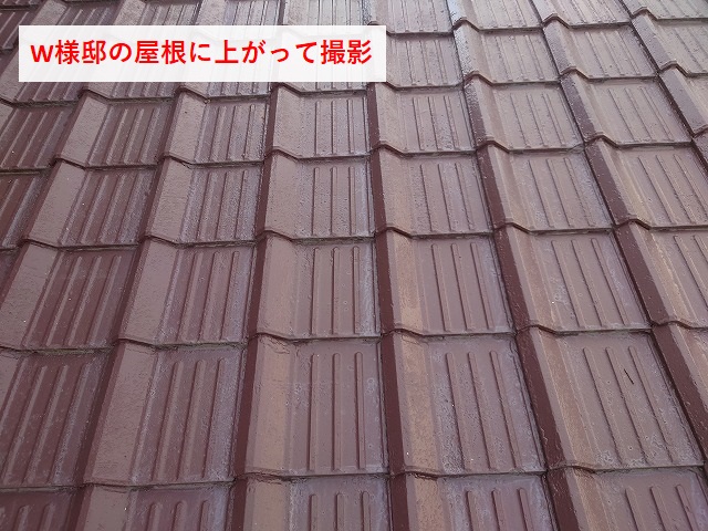 屋根に上がって撮影したセメント瓦の屋根