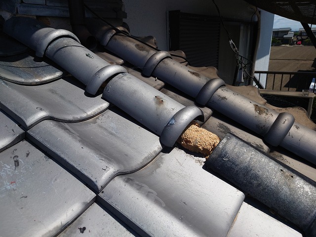 今治市で屋根の菊間瓦がズレて心配なお住いを雨漏り調査します