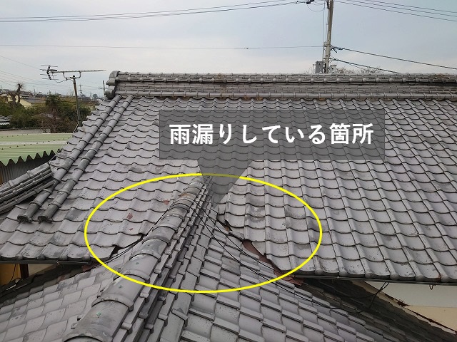 上島町の瓦屋根で雨漏り発生！雨漏り調査で原因の解明と工事の提案
