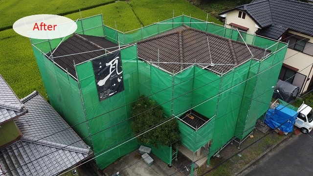 新居浜市M様邸で屋根塗装のための足場工事をしました